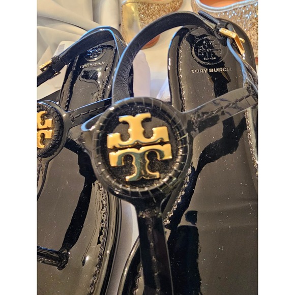 TORY BURCH Dillan Sandal in Black Patent Leather SZ 8.5 - Picture 3 of 8